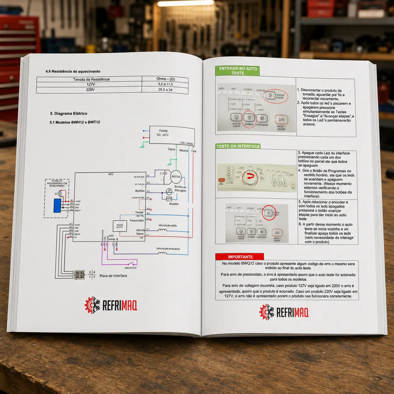 Miniatura 2 do Manual Técnico de Serviços — Brastemp BWH12AB · BWT12AB · BWQ12AB
