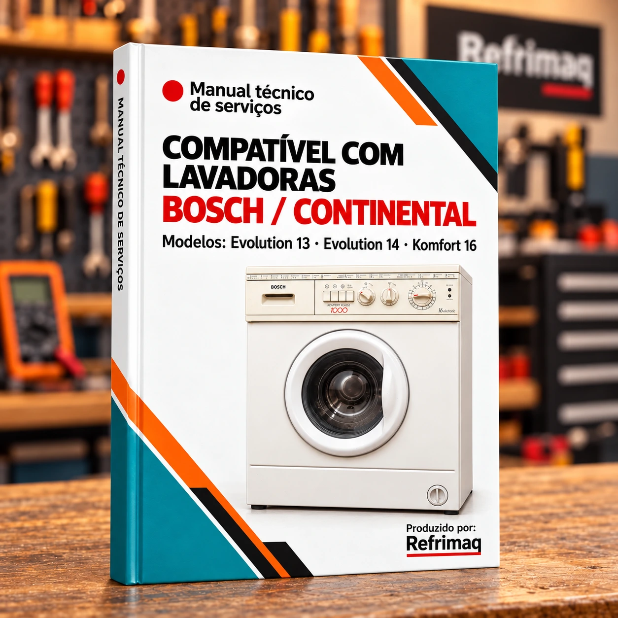Capa do Manual Técnico de Serviços — Bosch/Continental Evolution 13 · Evolution 14 · Komfort 16 (Lavadora de Roupas)