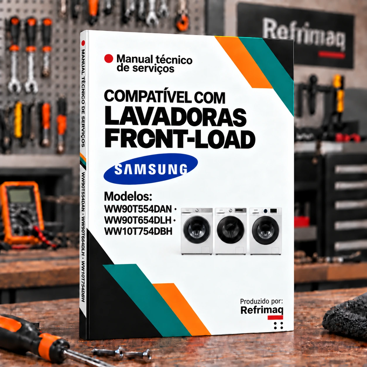 Capa do Manual Técnico de Serviços — Samsung WW90T554DAN · WW90T654DLH · WW10T754DBH (Lavadora Front-Load)